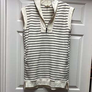 Entro zip front pocketed Striped Sleeveless dress small